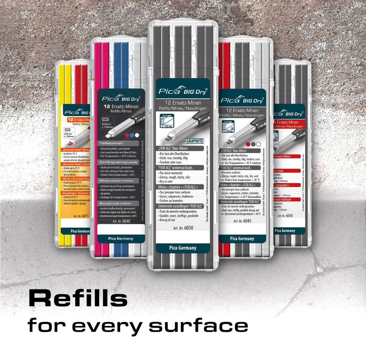 Pica Big Dry Marker delivers consistent clear graphite marks.