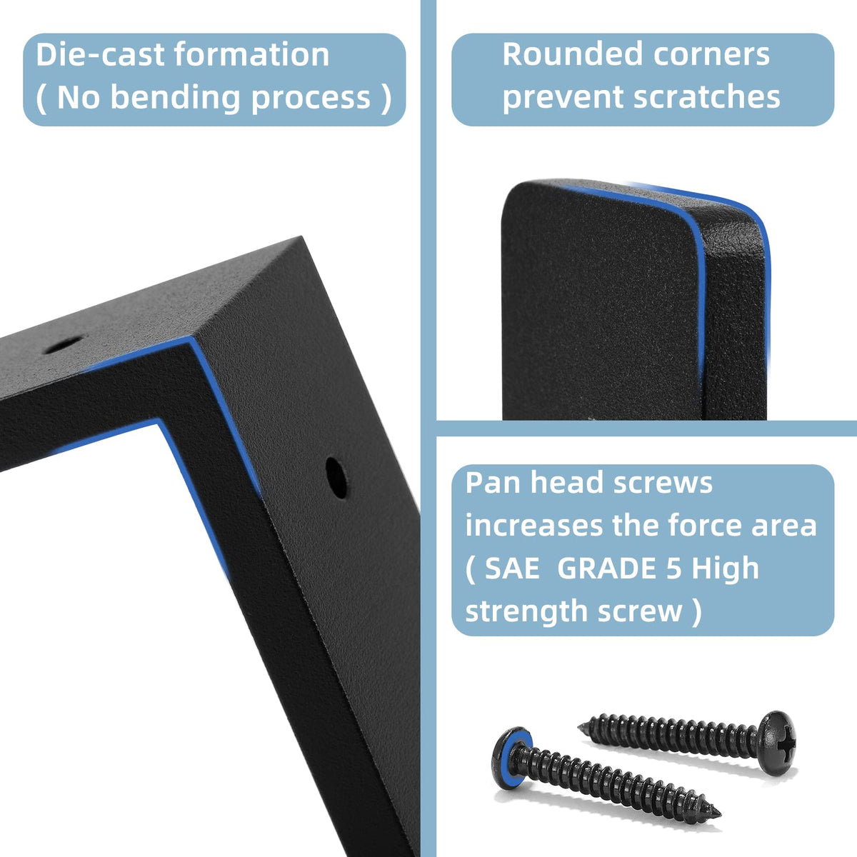 PICESA 150-lb capacity bracket pair ensures reliable shelf mounting.