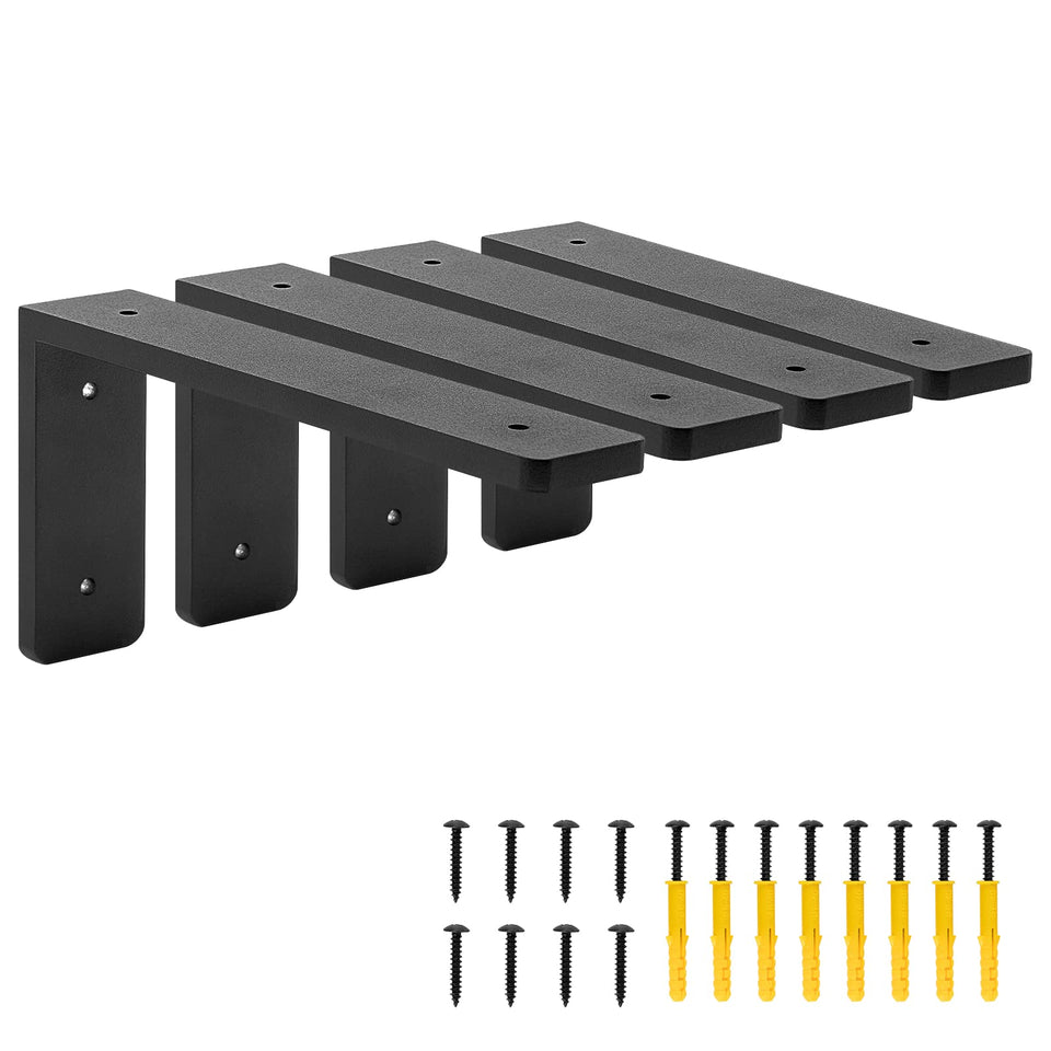 PICESA 8x4 shelf bracket in matte black, sturdy support for floating shelves.