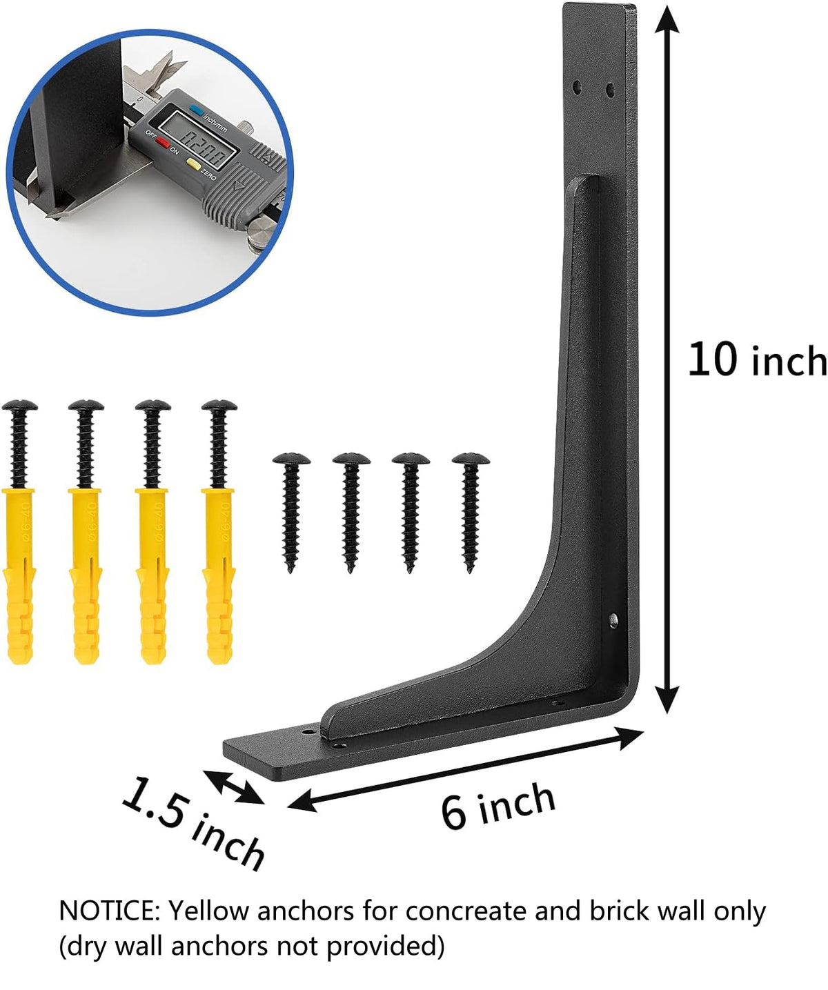 PICESA L-bracket hardware included for reliable wall mounting.