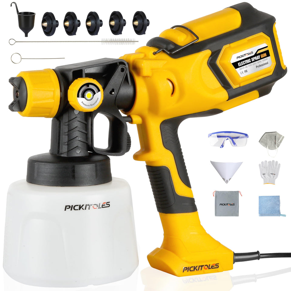 PICKITOLES paint-sprayer with 1000W motor for fast, even coatings.