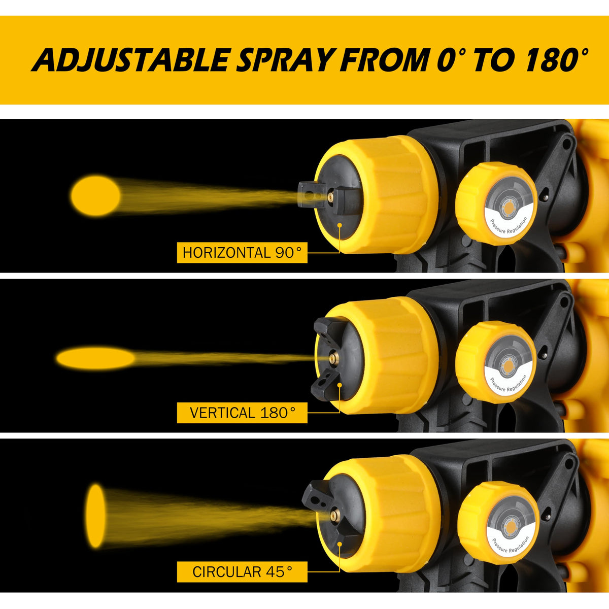 PICKITOLES adjustable flow and patterns for precise coverage on surfaces.