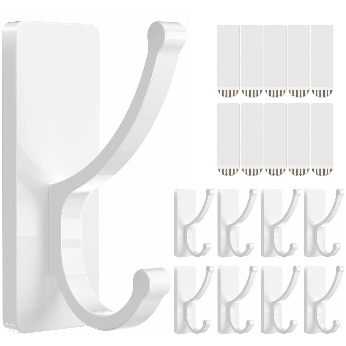 Pickpiff adhesive wall hooks with strip eight pack white, easy removal with no residue