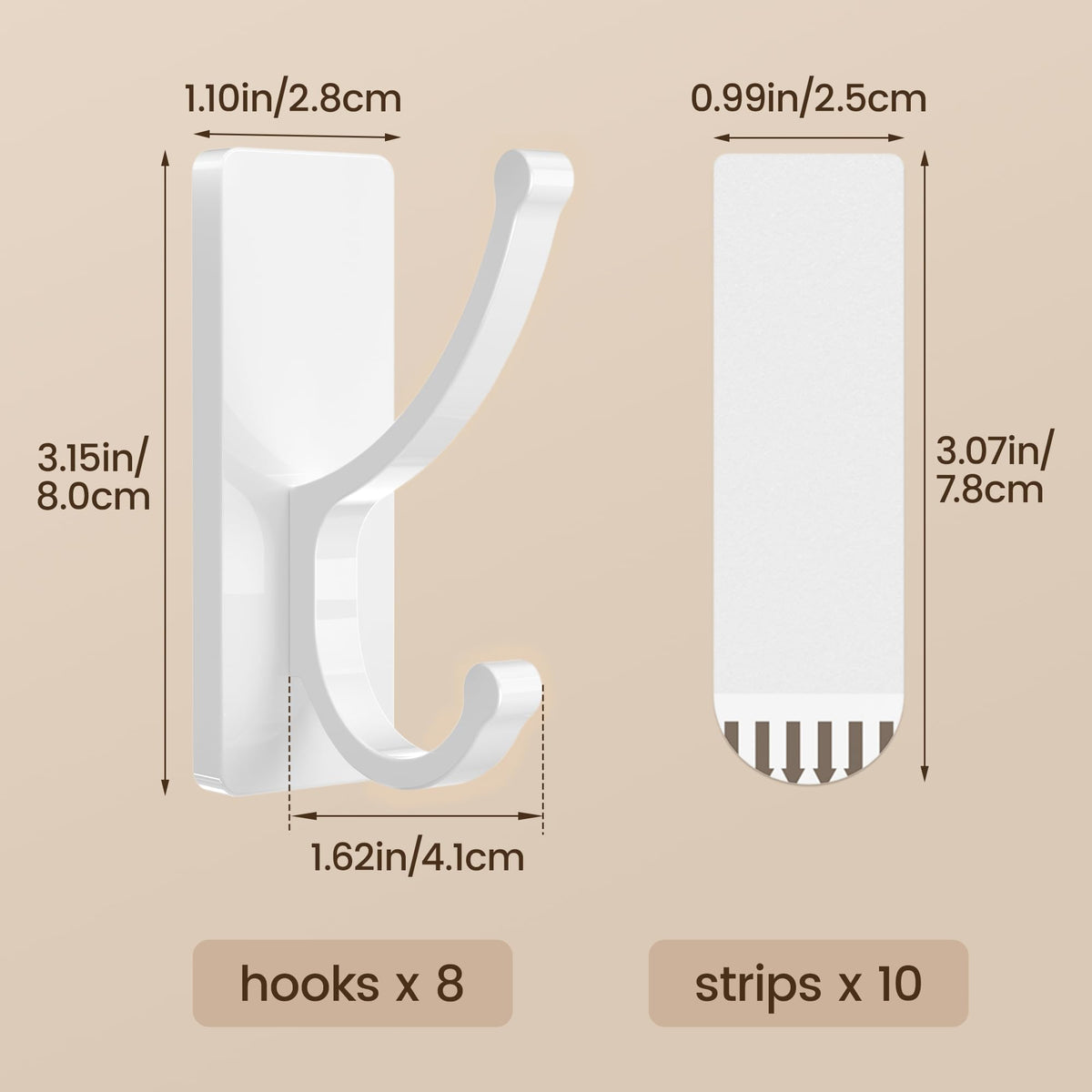 Pickpiff adhesive wall hooks strip rust resistant finish for humid bathrooms