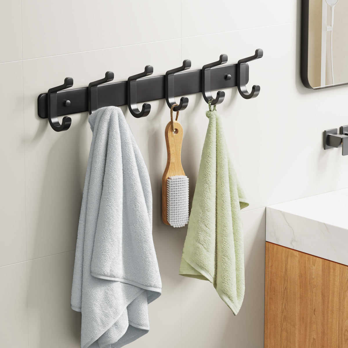 Pickpiff rustproof black finish coat rack for durable bathroom storage