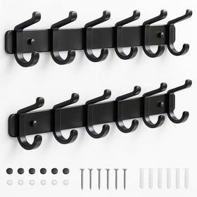 Pickpiff wall-mounted coat rack with six hooks for organized entryway storage