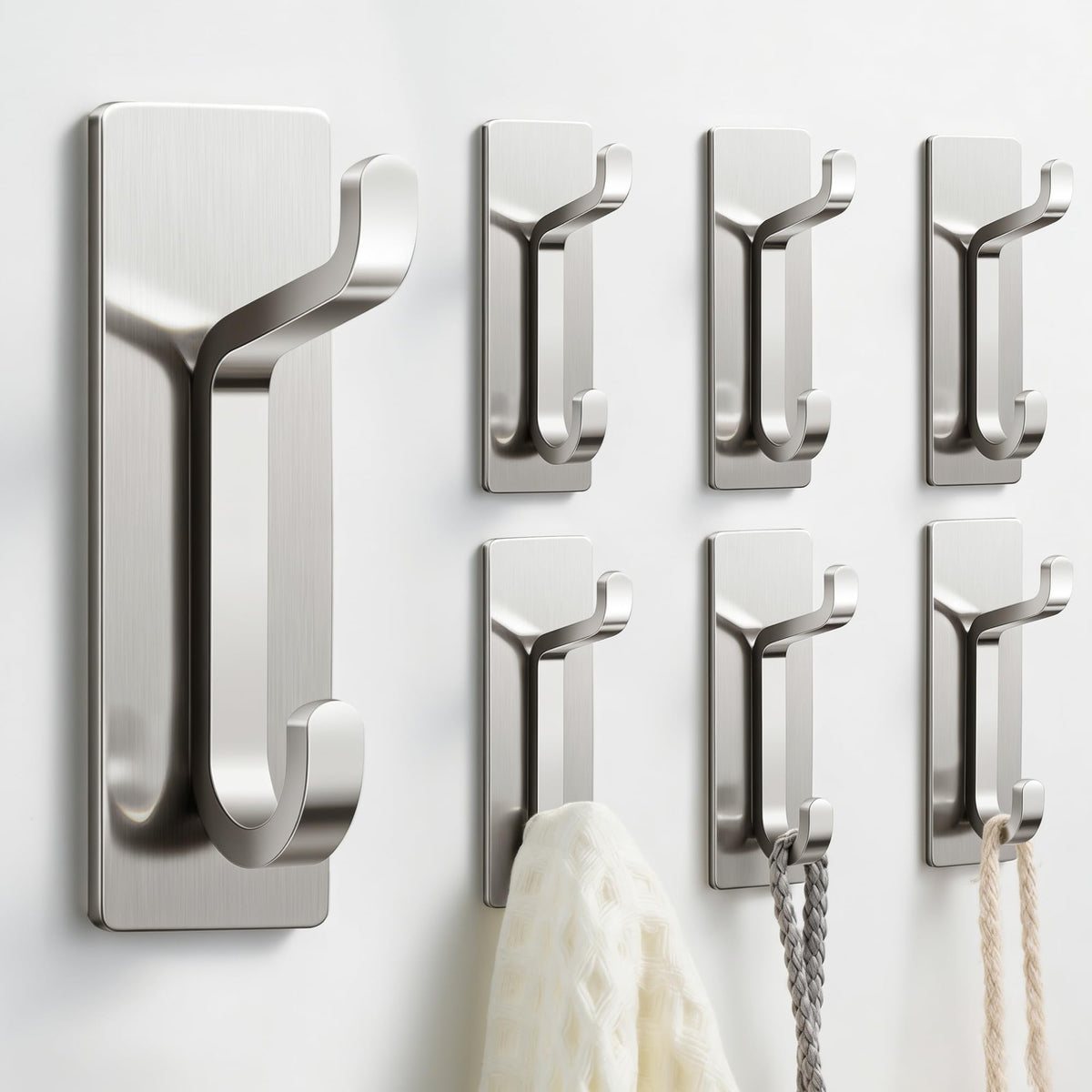 Pickpiff wall hook set for coats and towels with brushed nickel finish