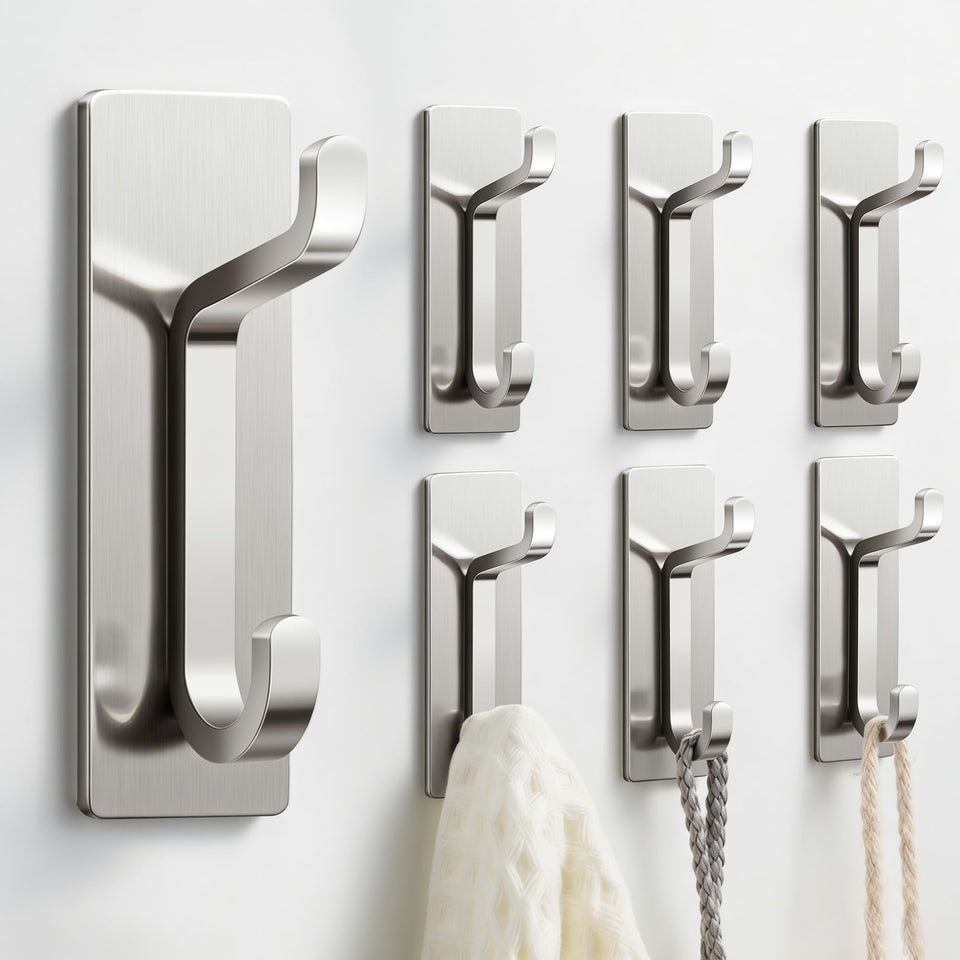 Pickpiff wall hook set for coats and towels with brushed nickel finish