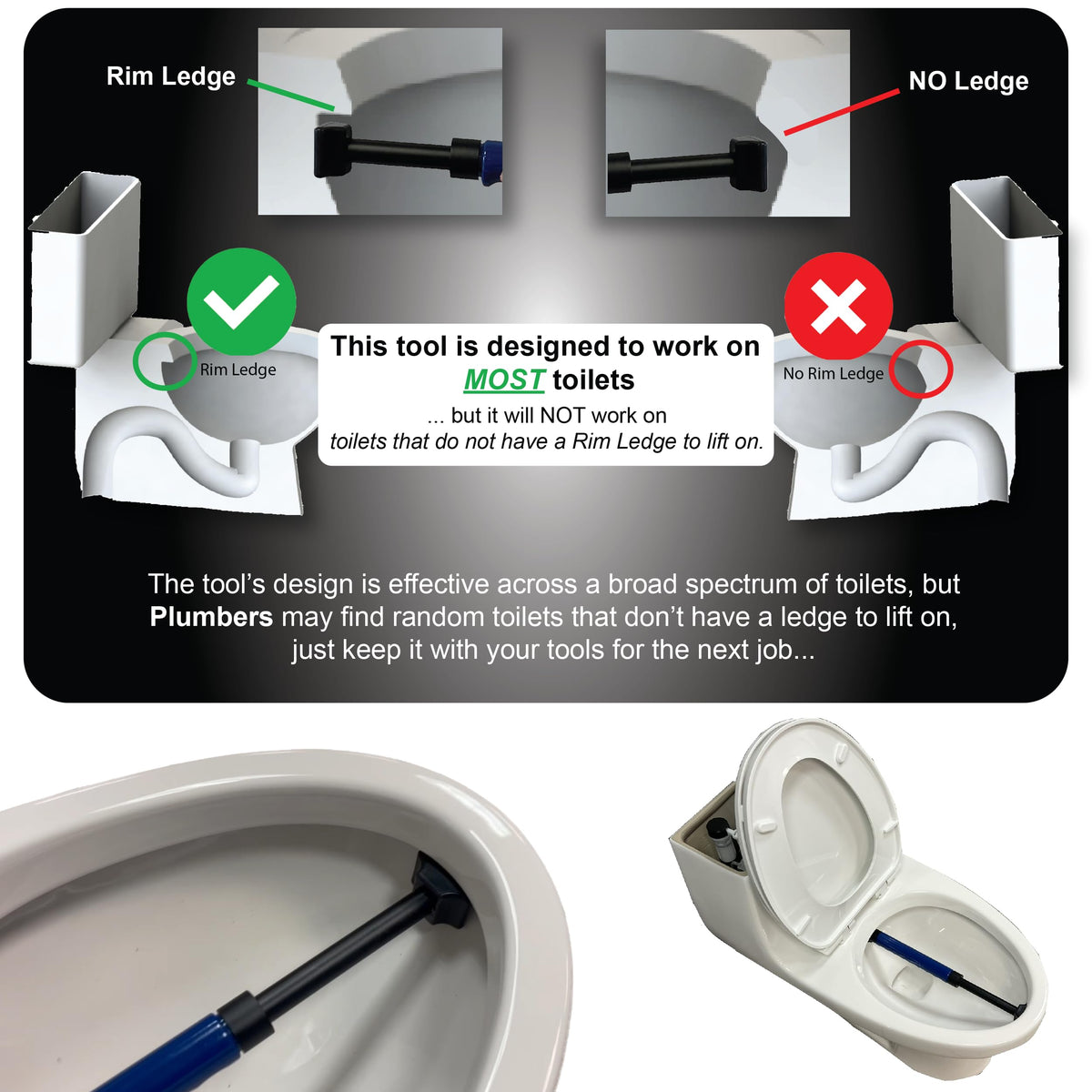 Pickup Stix keeps hands clean while lifting and carrying toilets.