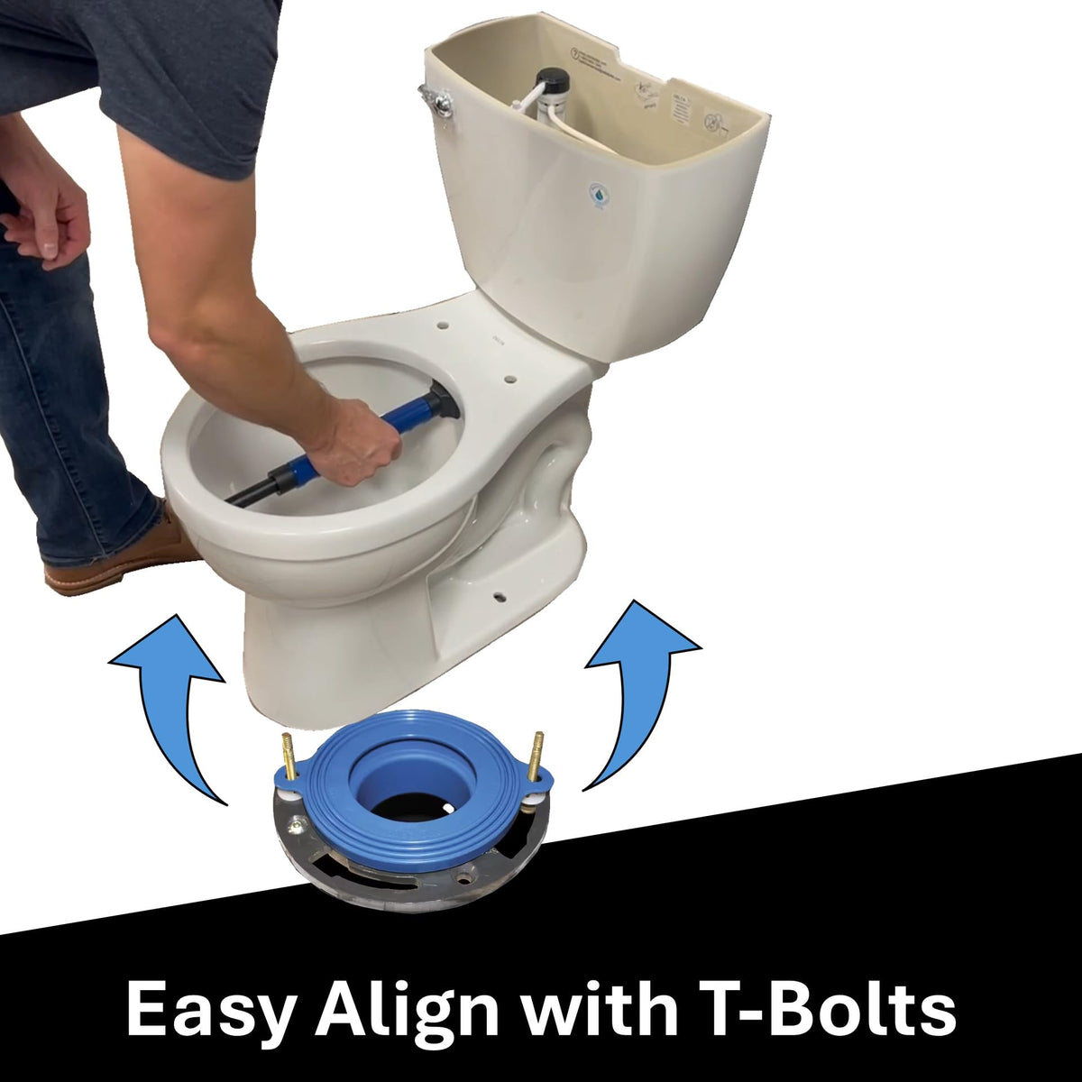 Pickup Stix one-hand lift demonstrates effortless toilet relocation in tight spaces.