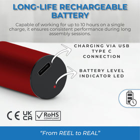 Picograb battery life up to ten hours supports long assembly sessions.