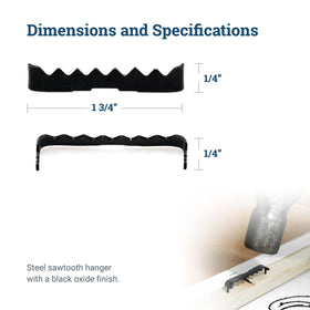 Picture Hang Solutions black oxide finish on hanger shows long-lasting strength.