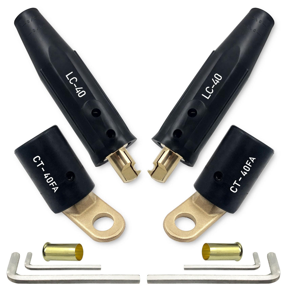 Pidnsrozo LC-40 quick connector demonstrates fast, secure welding cable connections.