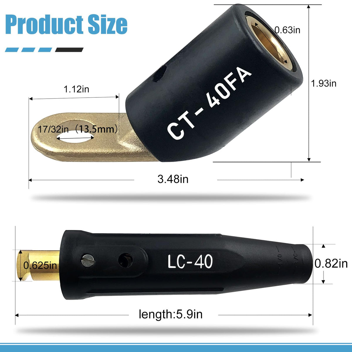 Pidnsrozo 50-70 mm² cable compatibility for 1/0 and 2/0 sizes.