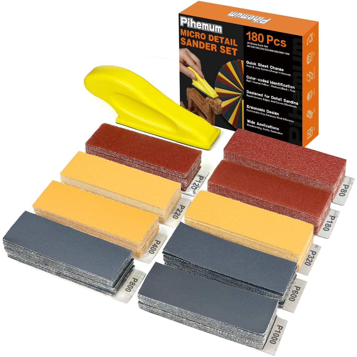 Pihemum mini detail sanding kit package shown for precise edge work