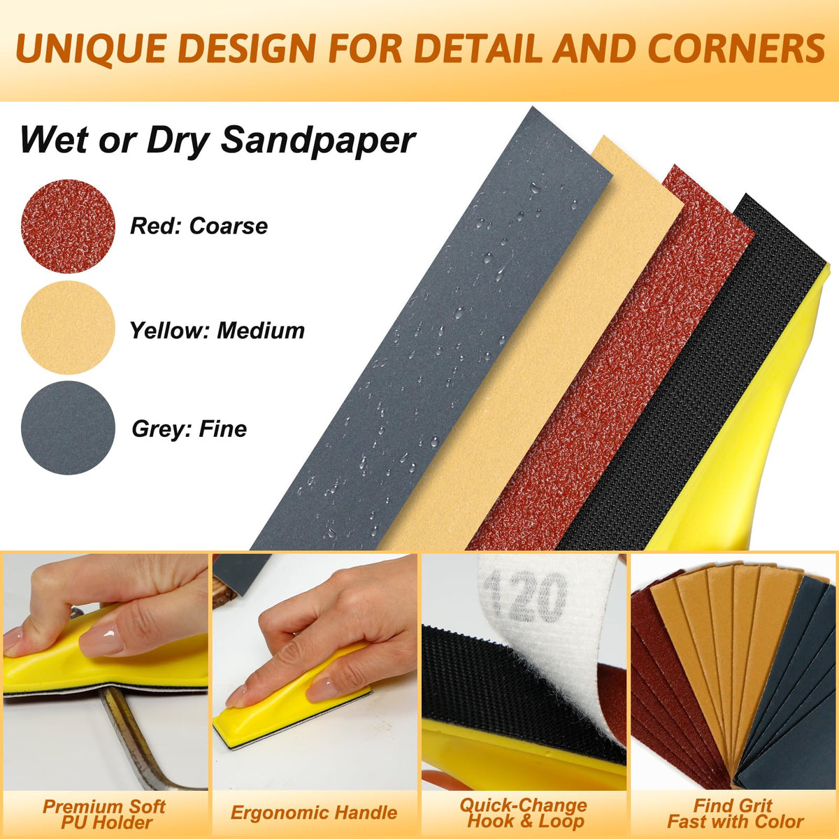Pihemum quick-change hook-and-loop backing enables fast sandpaper swaps