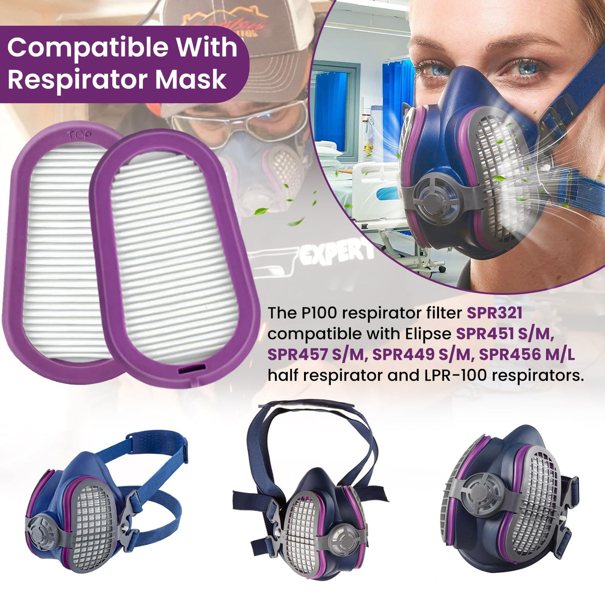 PIHIL water-resistant P100 filter suitable for humid environments.