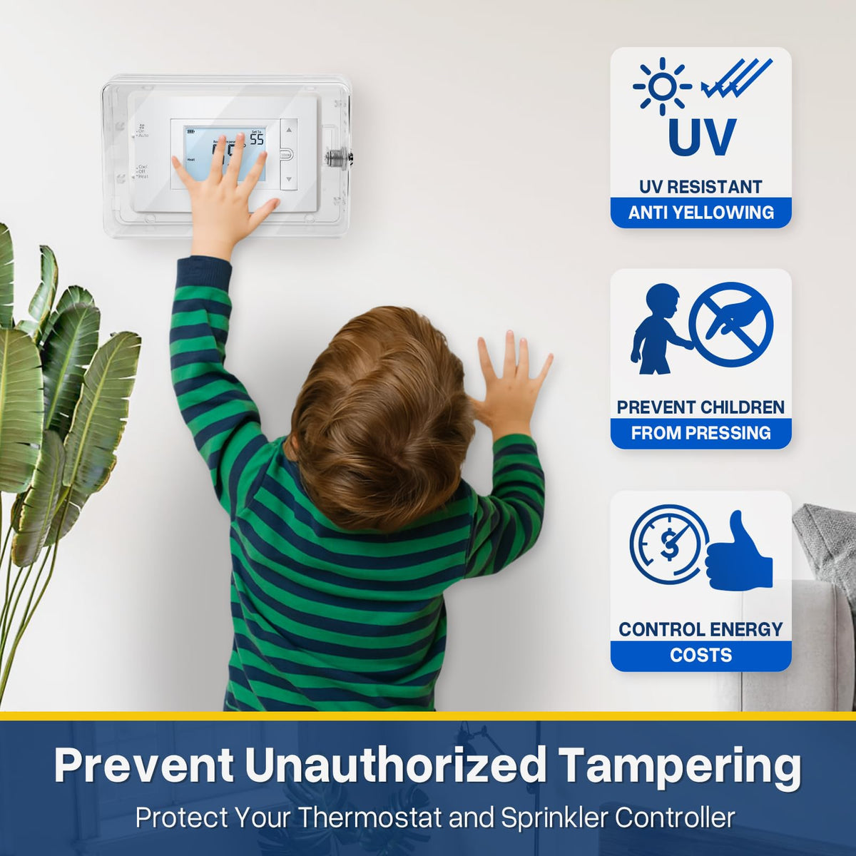 Pihode lock box installed on wall keeps thermostat secure