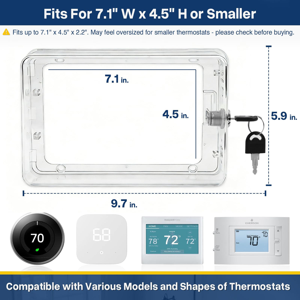 Pihode thermostat lock box side view shows space-saving wall profile