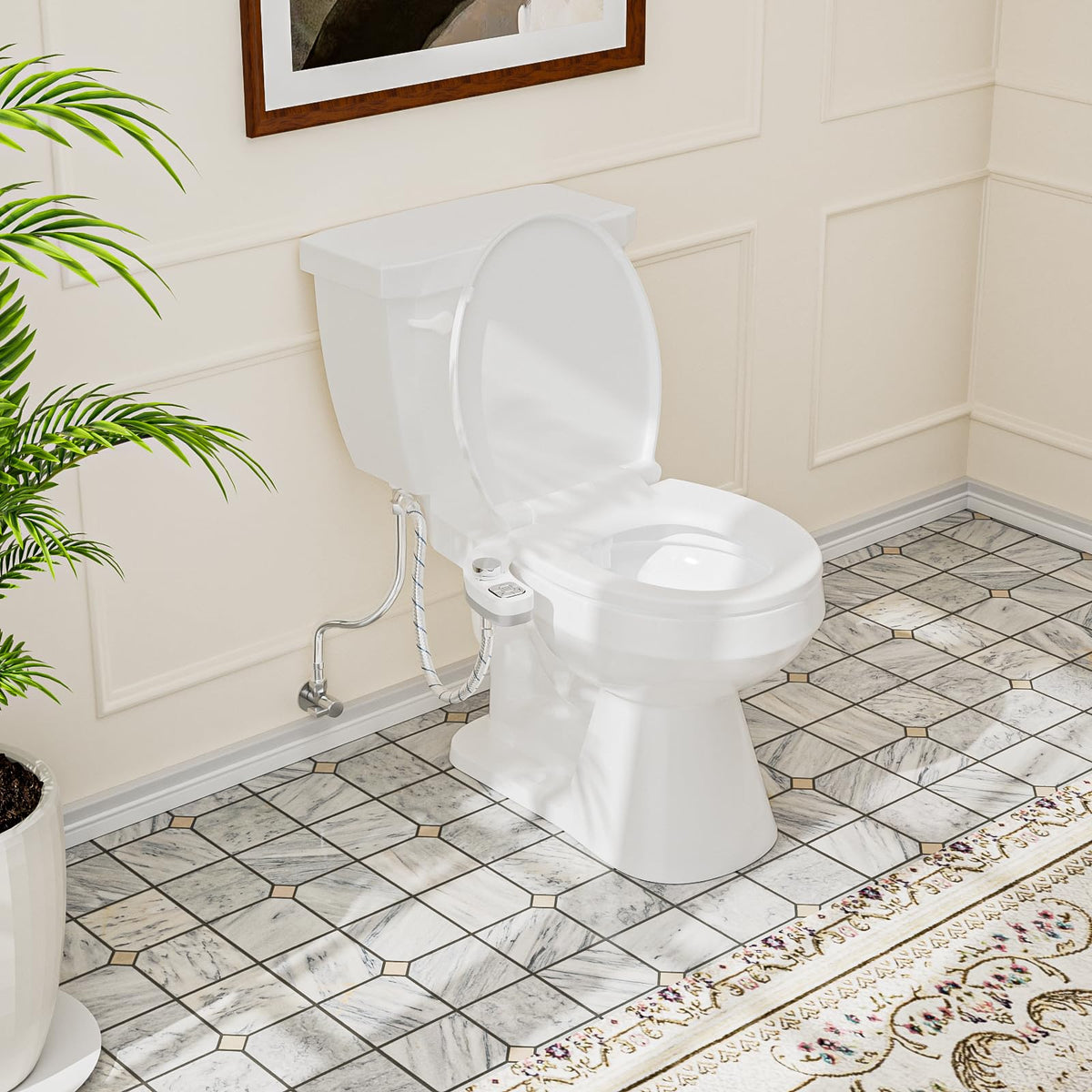PIKETS bidet reduces toilet paper use with adjustable water spray.