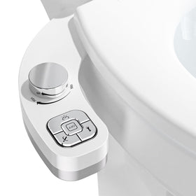 PIKETS bidet attachment with dual front wash nozzle for enhanced hygiene.