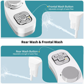 PIKETS bidet attachment rear wash nozzle with adjustable pressure for comfort.