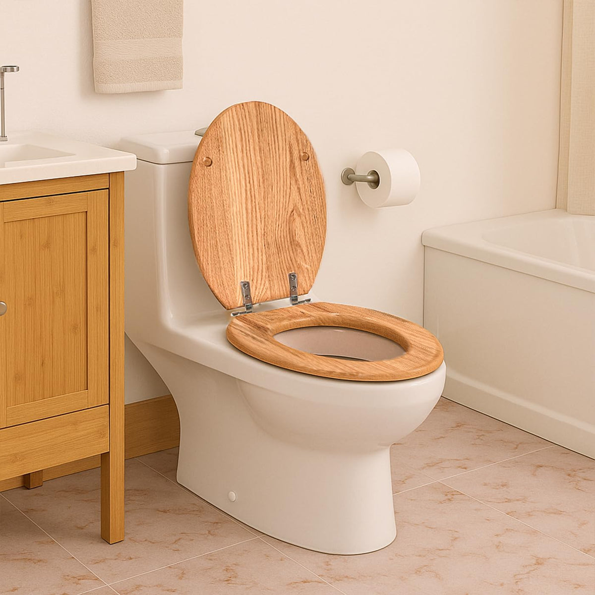 PIKLiDS oak round toilet seat aesthetic upgrade for modern baths