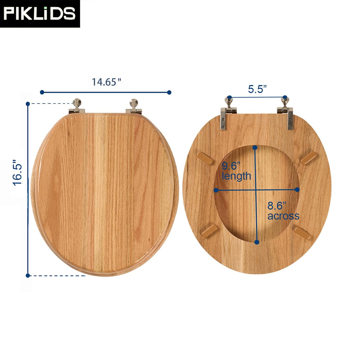 PIKLiDS oak round toilet seat fits most standard toilets
