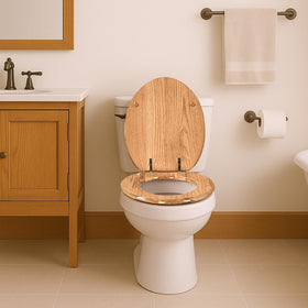 PIKLiDS oak round toilet seat installation process illustration
