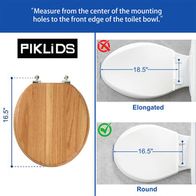 PIKLiDS oak round toilet seat lid closed showing smooth gloss
