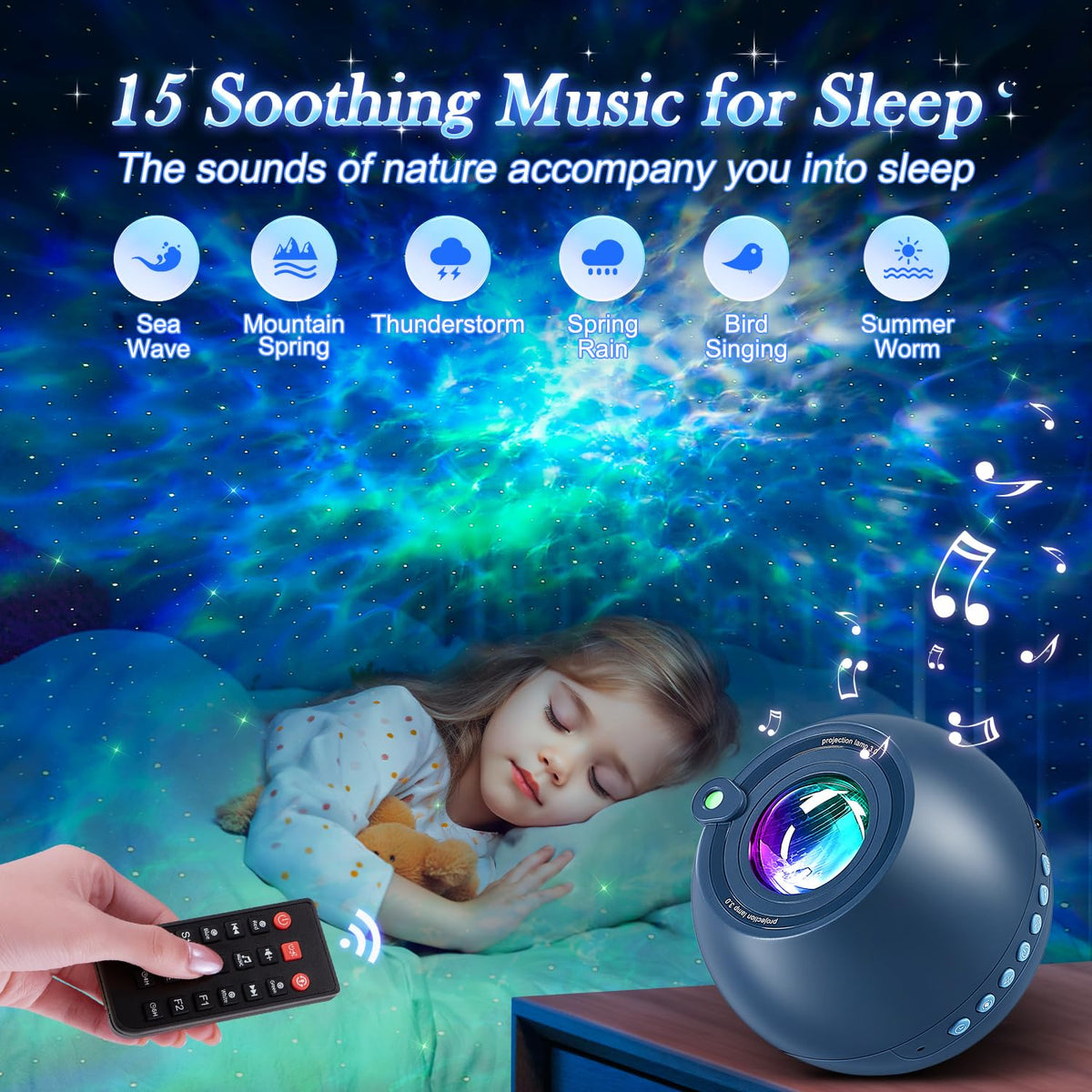 PIKOY Galaxy Projector 15-color palette for mood lighting customization.
