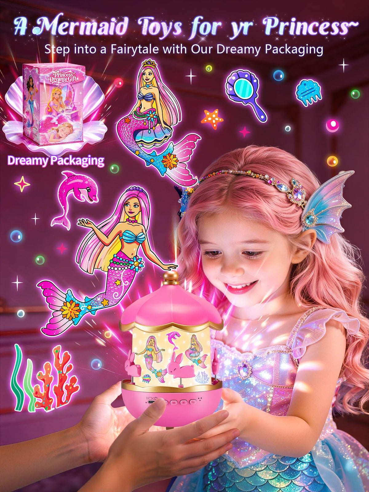 PIKOY mermaid night-light with remote for effortless bedtime setup