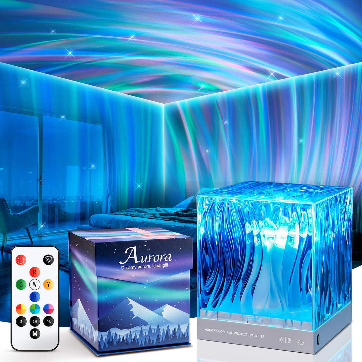 PIKOY Northern Lights Projector creates 360-degree room ambience.