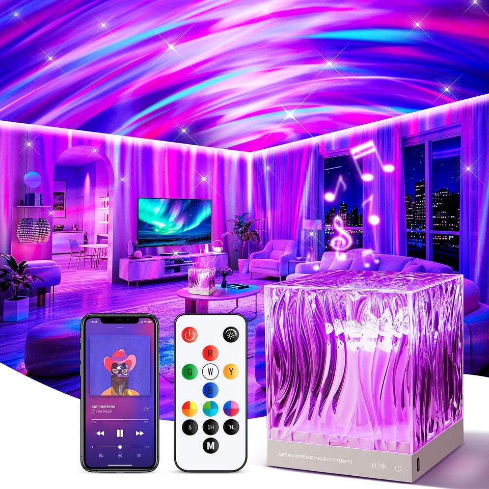 PIKOY Northern Lights Projector with aurora visuals for calming bedtime ambience.