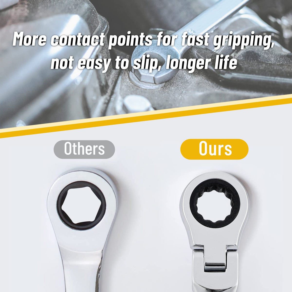 Pilida flex head ratcheting wrench for flexible angles