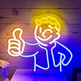 PILOYINDE vault-boy-neon-sign on wall for immersive gaming ambience
