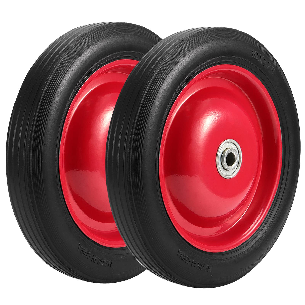 PINGEUI 2-pack 10-inch semi-pneumatic tire for smooth garden cart rides.
