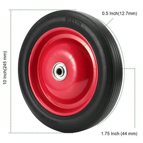 PINGEUI solid rubber 10-inch wheel, flat-free and durable for carts.