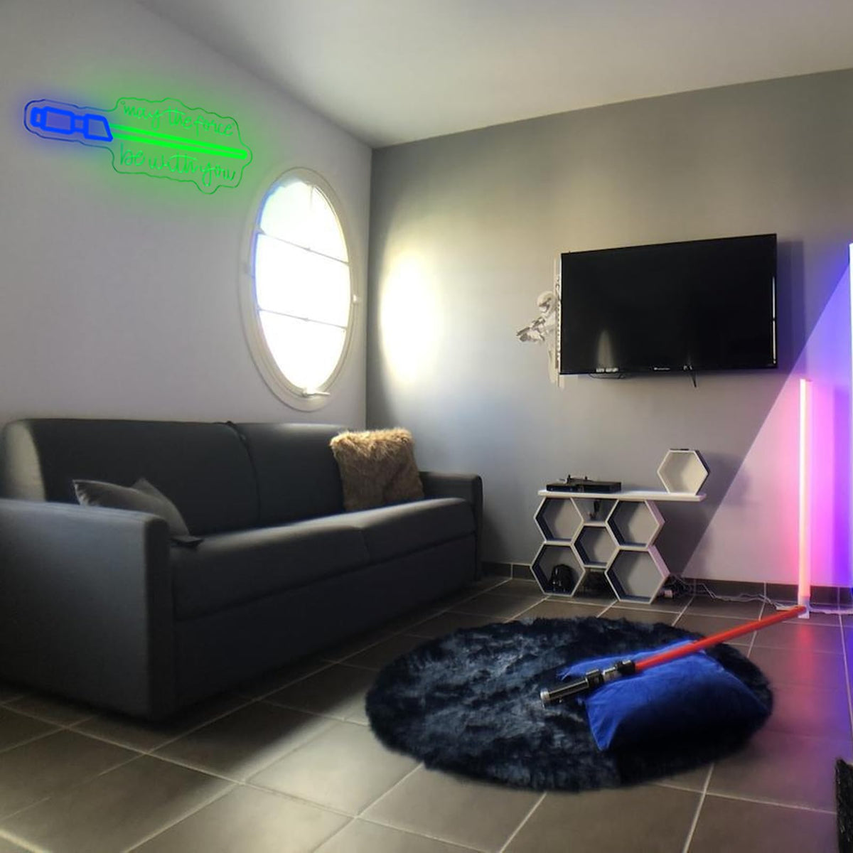 Pinlangdou Lightsaber neon sign brightens living rooms with sci fi vibe