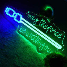 Pinlangdou neon sign green glow adds vibrant ambiance to bedroom decor