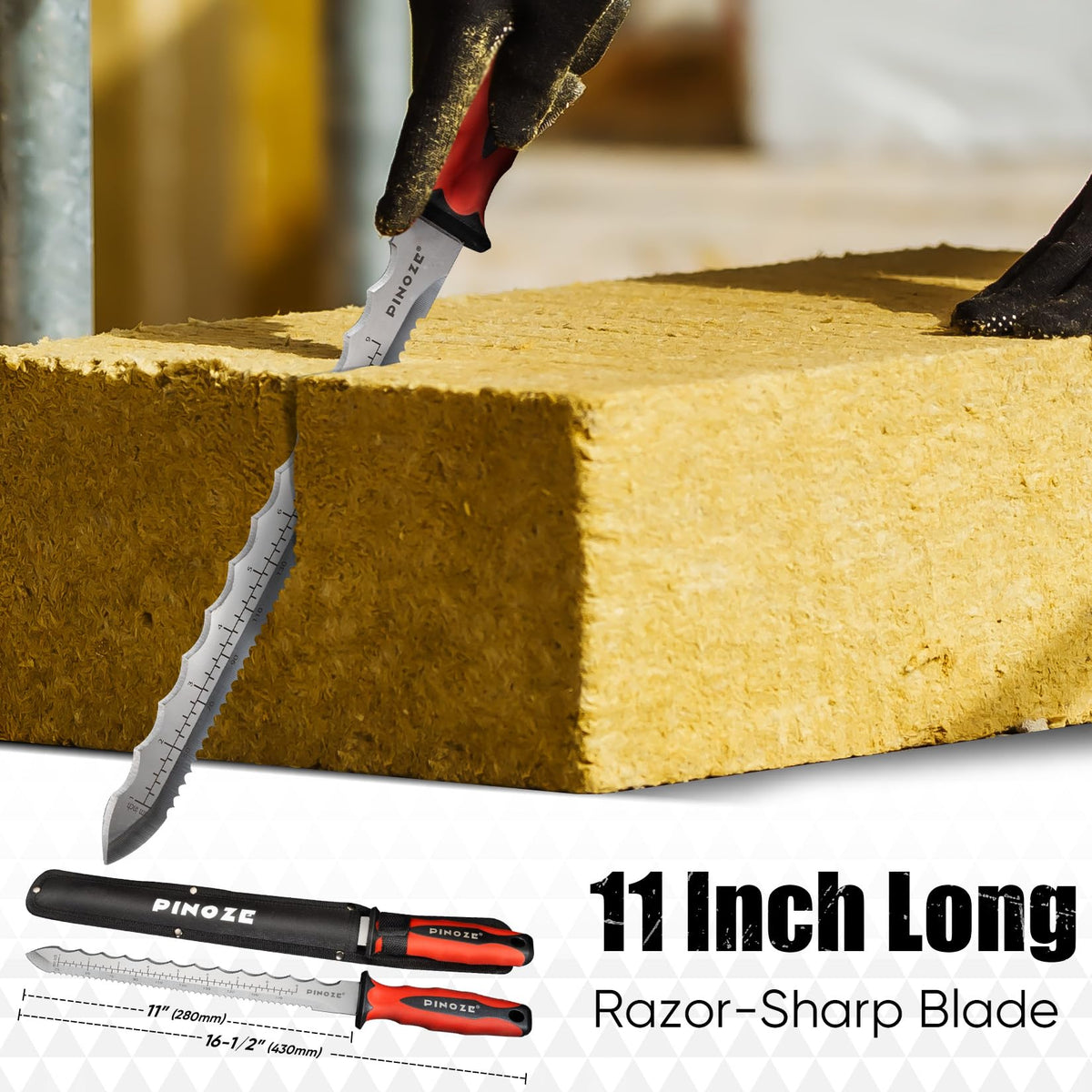 PINOZE insulation knife with double-sided serrated blade for efficient cuts