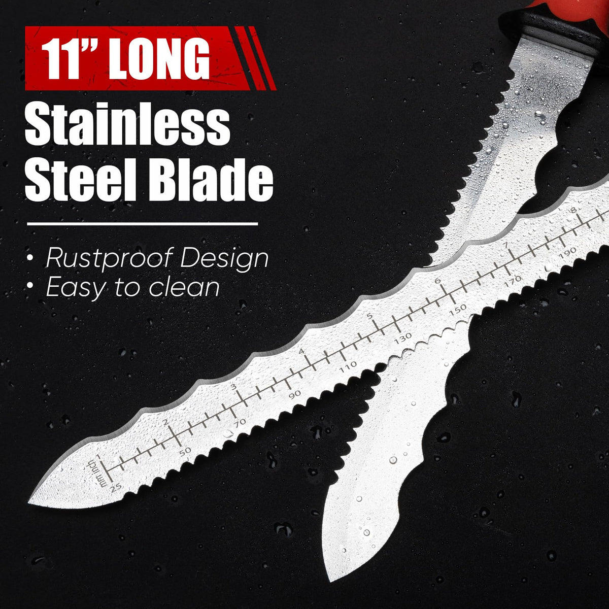 PINOZE knife shows laser scale for accurate measurements during cuts