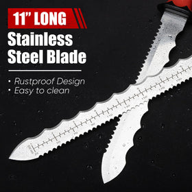 PINOZE knife shows laser scale for accurate measurements during cuts