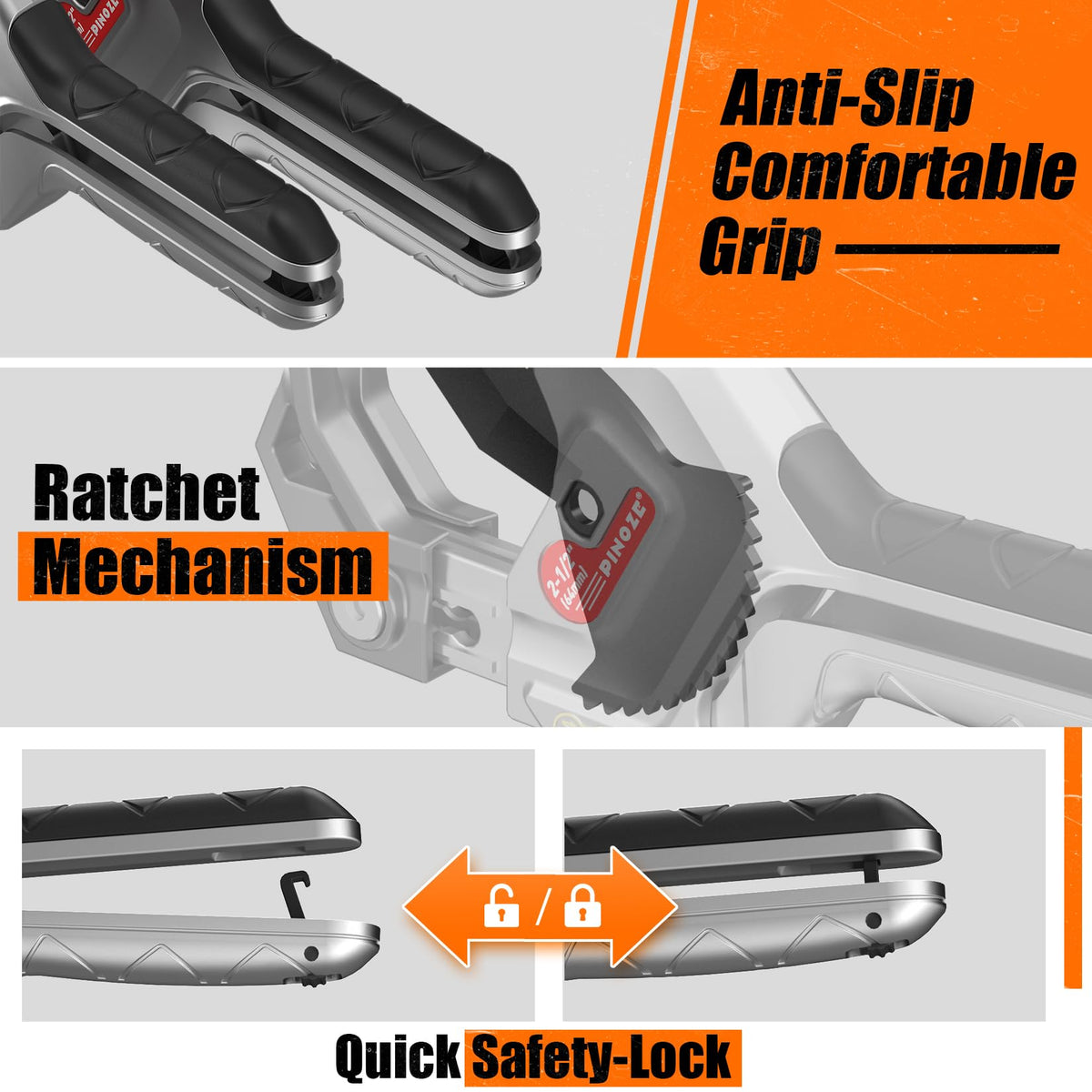 PINOZE cutter handles pipes up to 63mm for versatile projects.