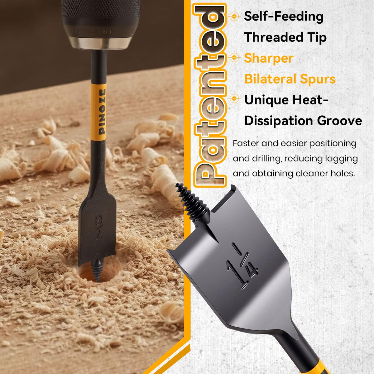 PINOZE six-inch quick-load extension enables reaching deep or narrow spaces.