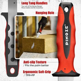 PINOZE soft bi-material grip offers comfort and steady control during long insulation projects.