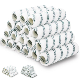 PinStone 18-pack 9in microfiber roller covers close-up showing dense pile for smooth paint release