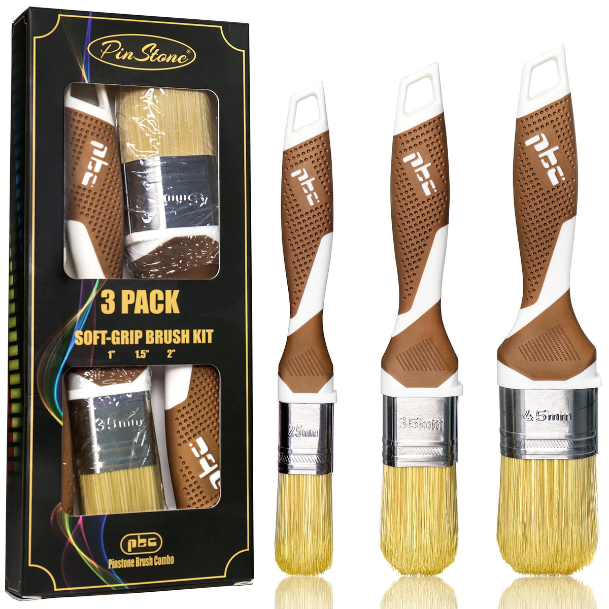 PinStone 1-inch flat brush for precise edges and even coating.