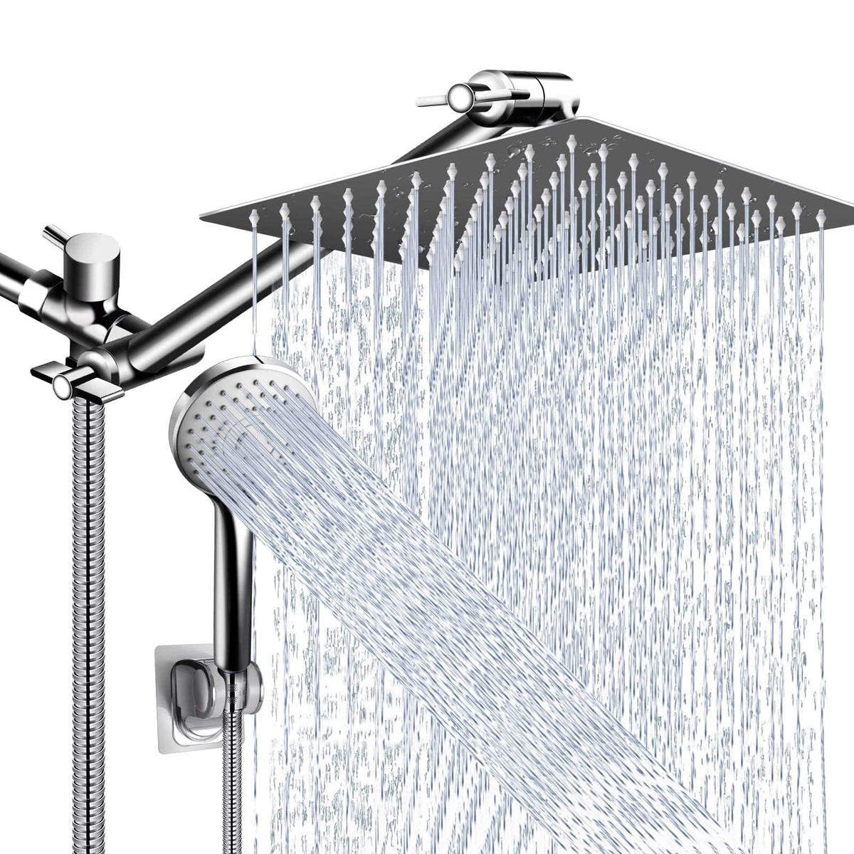 PinWin shower head combo 10-inch square rain head for even coverage