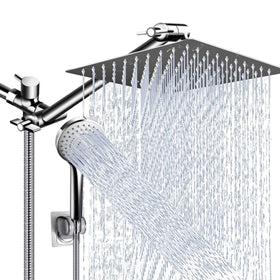 PinWin shower head combo 10-inch square rain head for even coverage